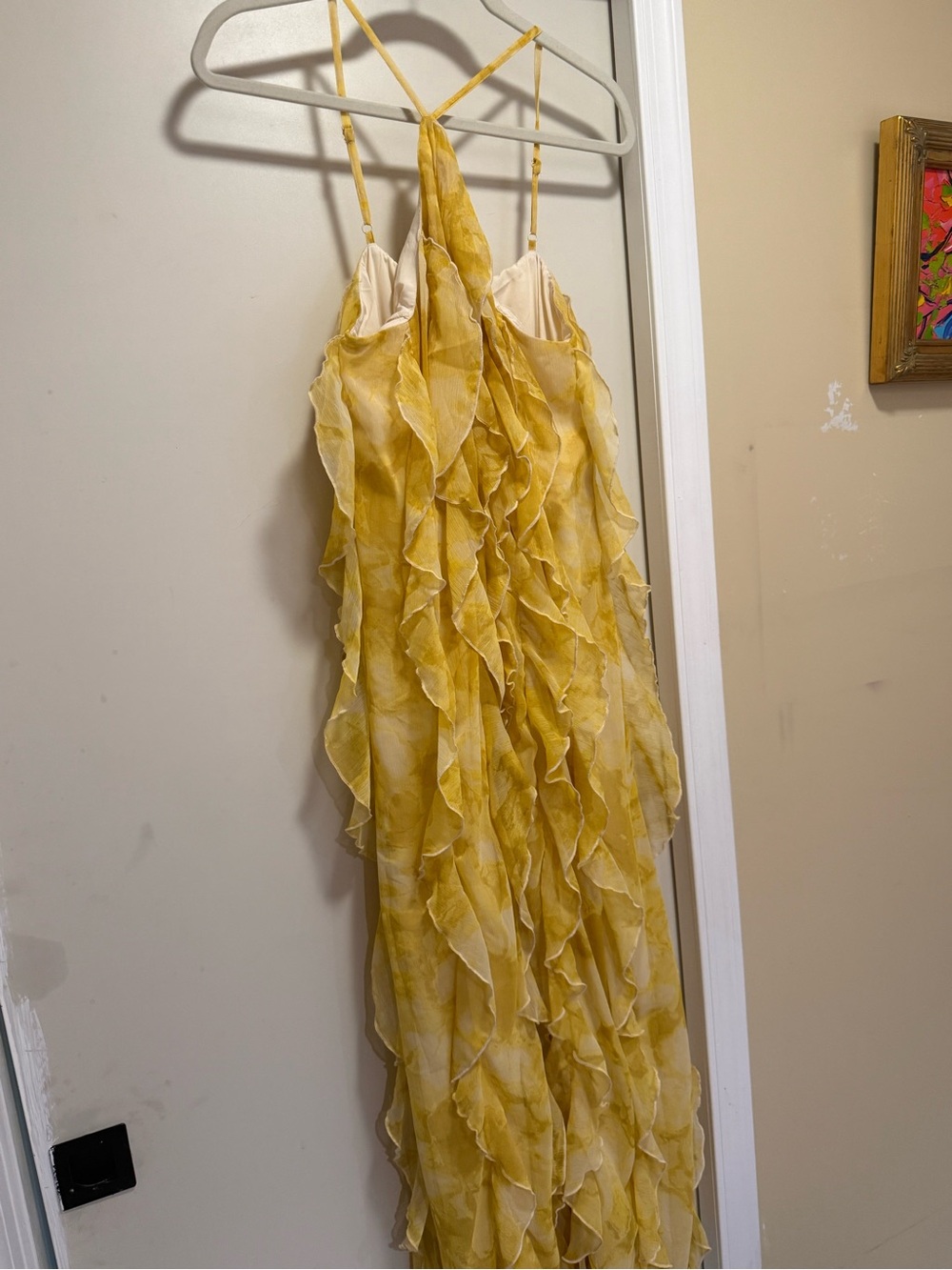 Sunlit Ruffle Halter Maxi Dress - Yellow